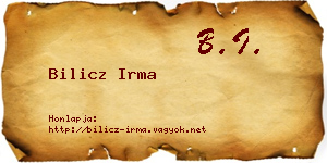 Bilicz Irma névjegykártya